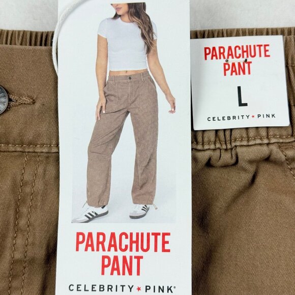 Celebrity Pink Women's Elastic Waist/Toggle Hem Parachute Tan Pants Sz Large NWT - Picture 9 of 11